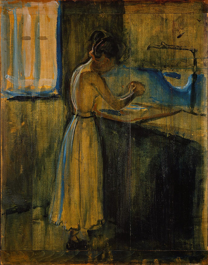 Edvard Munch : Ung kvinne som vasker seg. 1896