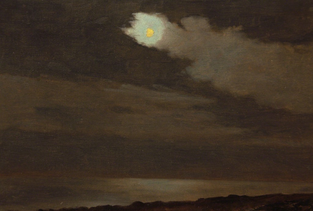 Lockwood de Forest : Single trail of clouds near Moon, 1910