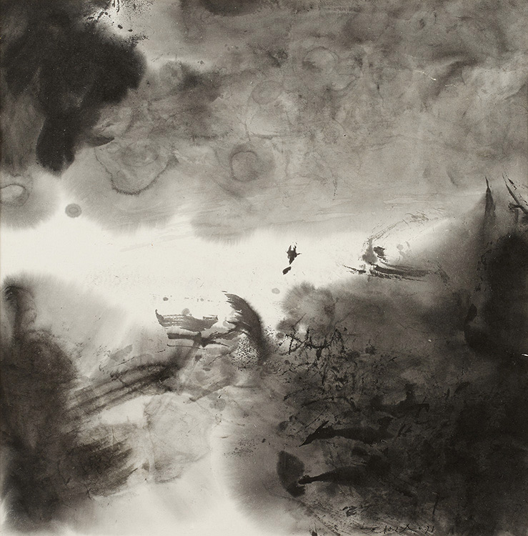 Zao Wou Ki : Sans Titre, Encres sur papier. 1970